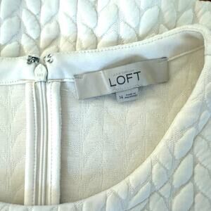 Loft Winter White Sleeveless Quilted A-line Tailored Dress Women 14